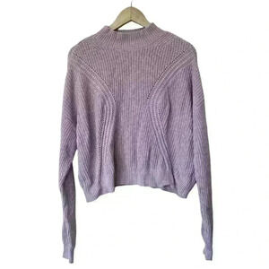 Kendall & Kylie Sweater Women size Small Long Sleeve Lilac Open Knit Crewneck